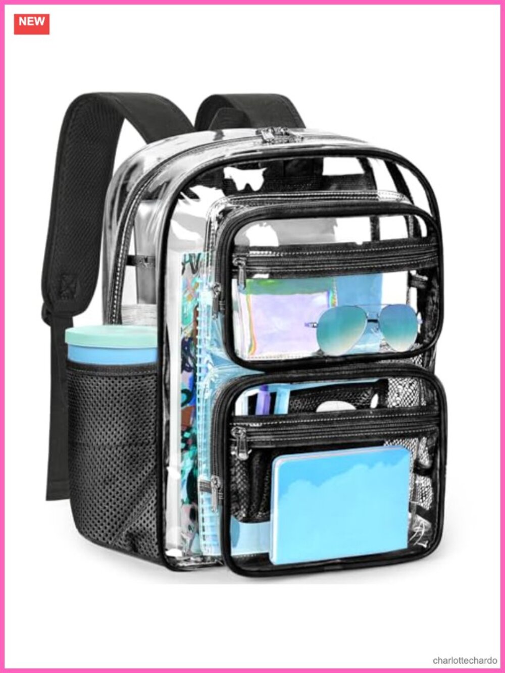 Large Clear Backpack for School with Reinforced Straps